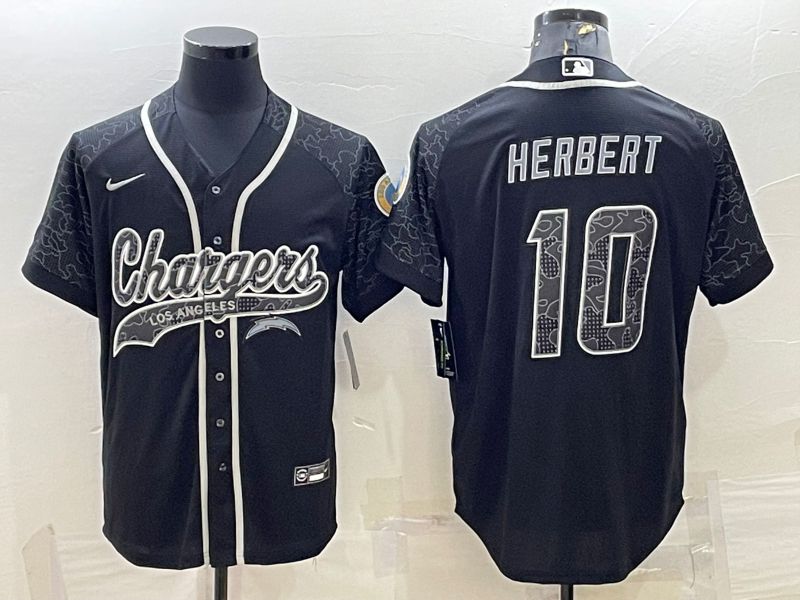Men Los Angeles Chargers #10 Herbert Black Reflector 2022 Nike Co branded NFL Jerseys